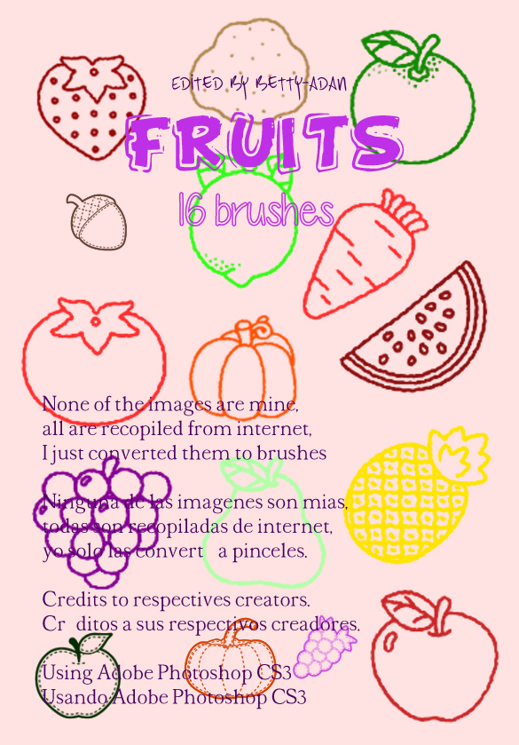Fruits outlines Photoshop Brushes