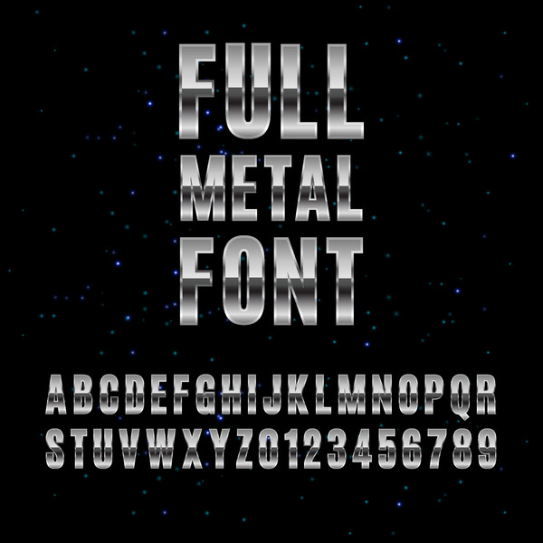 Full metal alphabet with numbers vector