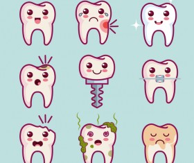 Funny cartoon tooths vector