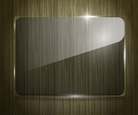 Glass banner with wood background vecto