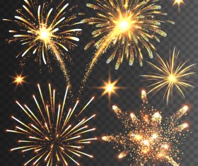 Golden fireworks background illustration vector