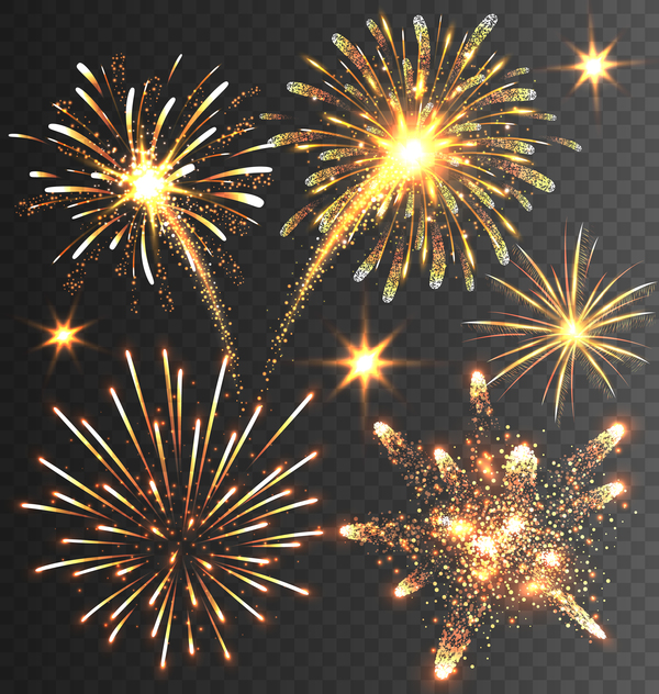 Golden fireworks background illustration vector
