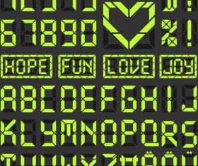 Green LED alphabet vector 01
