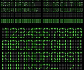 Green LED alphabet vector 02