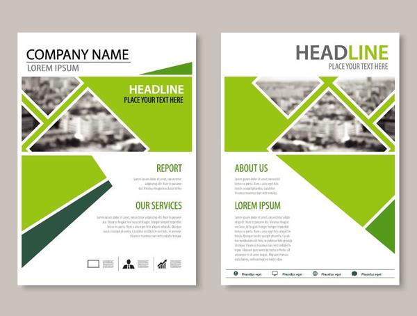 Green business flyer vector template 01