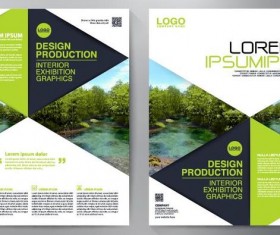 Green business flyer vector template 03