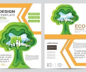 Green business flyer vector template 06