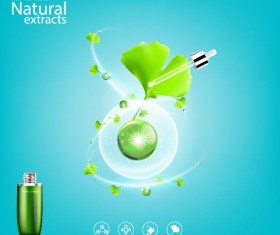 Green leaves with cosmetics poster vector 01