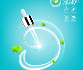 Green leaves with cosmetics poster vector 02