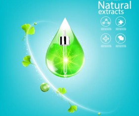 Green leaves with cosmetics poster vector 03