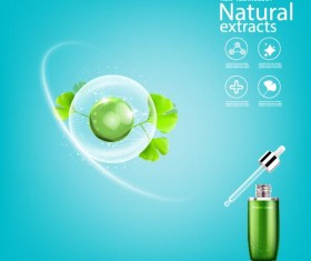 Green leaves with cosmetics poster vector 04