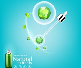 Green leaves with cosmetics poster vector 05