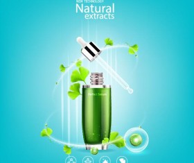 Green leaves with cosmetics poster vector 06