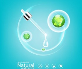 Green leaves with cosmetics poster vector 08