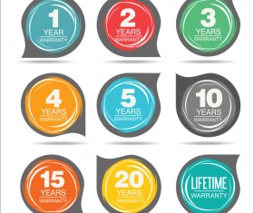 Guarantee stickers modern design vector material