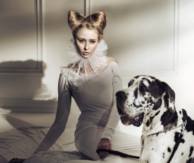 HD picture Beautiful woman with spotted dog