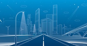 Hand drawn lines city landscape vector material 03