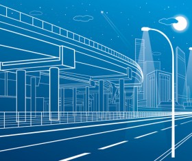 Hand drawn lines city landscape vector material 09