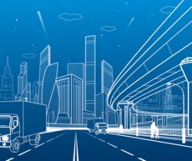 Hand drawn lines city landscape vector material 11