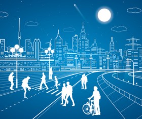 Hand drawn lines city landscape vector material 12