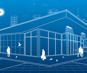 Hand drawn lines city landscape vector material 15