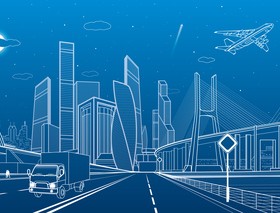 Hand drawn lines city landscape vector material 17