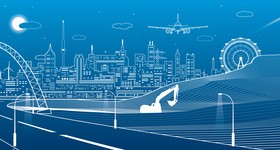 Hand drawn lines city landscape vector material 18