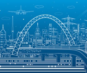 Hand drawn lines city landscape vector material 19