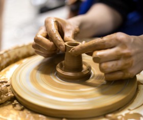 Hand made clay pots Stock Photo 01