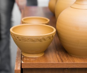 Handmade clay bowl Stock Photo
