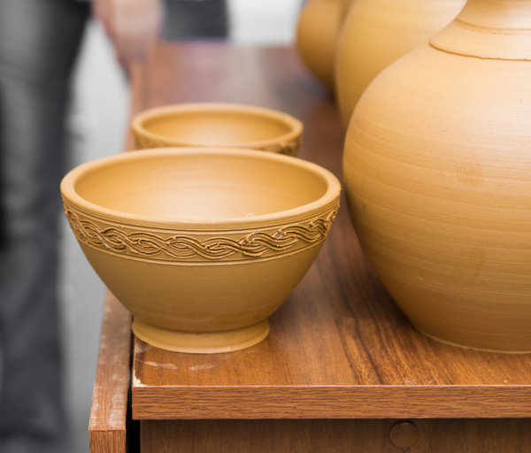 Handmade clay bowl Stock Photo