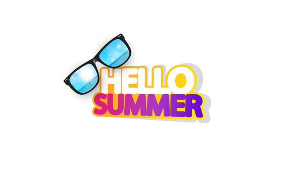 Hello summer logo with sunglasses vector 01