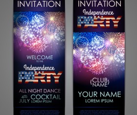 Independence Day party invitation card vector 01