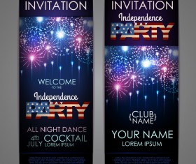 Independence Day party invitation card vector 02