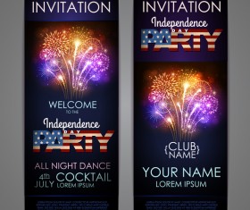 Independence Day party invitation card vector 03