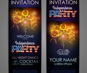 Independence Day party invitation card vector 04