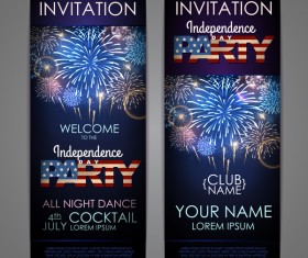 Independence Day party invitation card vector 05