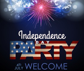 Independence Day party poster with fireworks vector 05