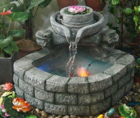 Indoor European rockery fountain Stock Photo