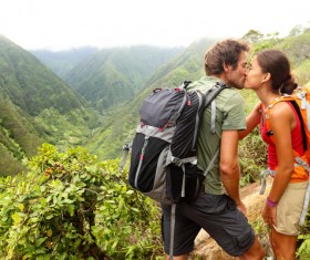 Intimate couple hiker Stock Photo