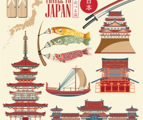 Japanese travel sights with traditions cultural vector 04