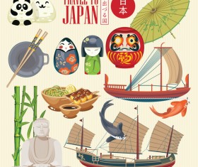 Japanese travel sights with traditions cultural vector 05