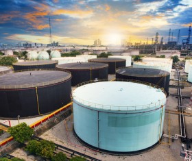 Large oil storage tank Stock Photo