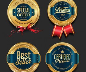 Luxury golden badges design vectors