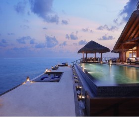 Maldives Water House Stock Photo