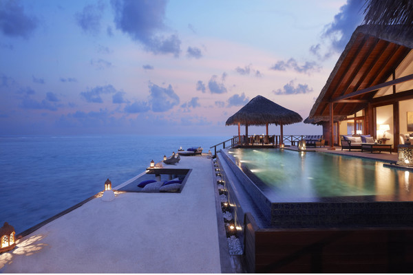 Maldives Water House Stock Photo