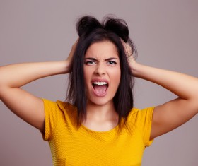 Manic woman Stock Photo