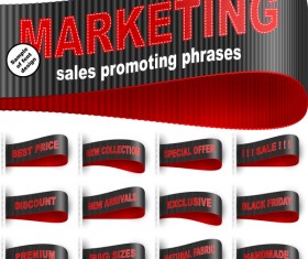 Marketing Tag Label Clothes Sticker Sewn Phrase Vector Set 01