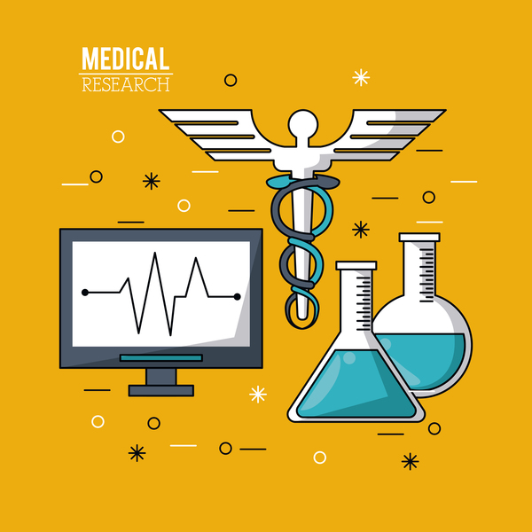 Medical research vector template illustration 04