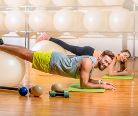 Men and women do fitness ball Stock Photo 04